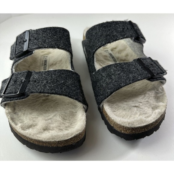 Birkenstock Arizona Shearling Sandal Charcoal Gray Cork Suede Women's 39 Size 8 - Picture 7 of 16